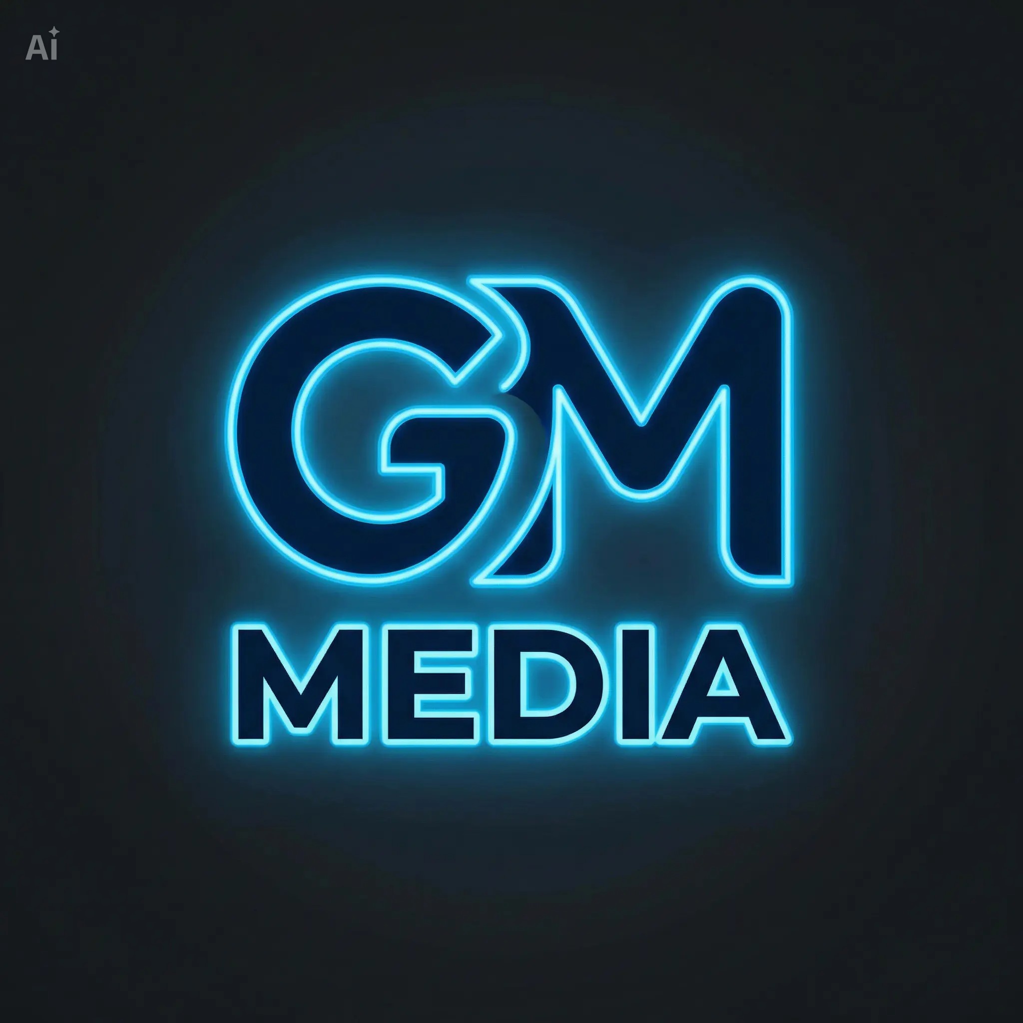 GM Media blue illuminated logo